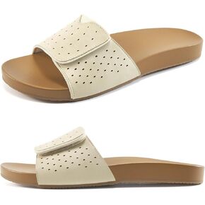 Ablanczoom Flat Sandals for Women Slides: Comfortable Slip on Adjustable Summer Beach Womens Slide Sandal