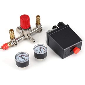 Milltrip Air Compressor Switch, Air Compressor Pressure Control Switch Valve Regulator 90 to 120 PSI with Double Gauges