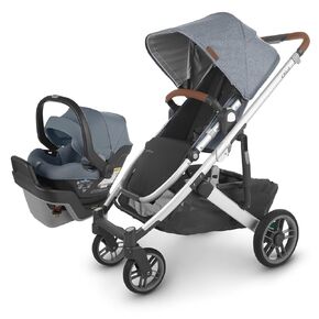 UPPAbaby Travel System, includes Cruz V2 Stroller + Mesa Max Car Seat Combo/Toddler Seat, Rain Shield, Storage Bag, Car Seat, Base + Robust Infant Insert Included/Gregory (Blue Mélange)