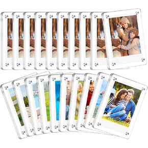 NEOACT 20 Pack Acrylic Fridge Magnetic Frame,Polaroid Frame Magnetic Picture Frame,2.36 x 3.54 Inch Double Sided Clear Frameless Magnet Instax Mini Picture Frame