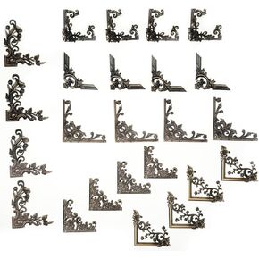 24Pieces Vintage Frame Corner Stickers, Scrapbook Decorative Paper Stickers, Retro Photo Border Sticker for DIY Journal Album Scrapbooking Diary Embellishment (Bronze)