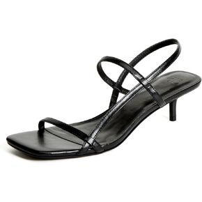 JustFab Kitten Heels for Womens Square Open Toe Slip on Heels Strappy Sandals Comfort Dress Party Shoes - NICOLE
