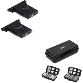JJC 2Pack Hot Shoe Cover with Camera Battery & Memory Card Case, DSLR Battery Holder for 3 Camera Batteries, SD Card., CFexpress Type A Card, XQD Card