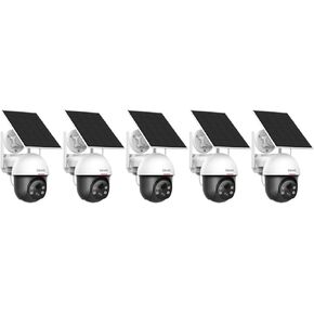 DEKCO 2K Solar Security Camera Wireless Outdoor, 360 Degree Panoramic PTZ Home Surveillance System with Spotlight and Sound Alarm, Night Vision, Motion Detection, 2 Way Talk, Requires 2.4GHz WiFi