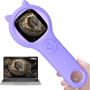 Digital Microscope for Adults Kids, SETFLAGS Coin Microscope for Error Coins with Light,Portable Magnifying Glass,Collector Pocket Jewelers Loupe Handheld Coin Magnifier Microscope with 2" Screen