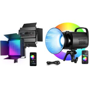 NEEWER RGB1200 RGB LED Video Light Panel APP/2.4G Control, Studio Photography Lighting 60W with CB100C 130w RGB LED Video Light, APP/2.4G Control 360° Full Color COB Continuous Output Lighting