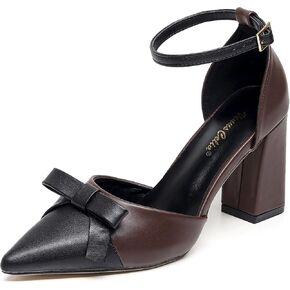 VenusCelia Women's Brightest Strap Pump Block Heel Shoe