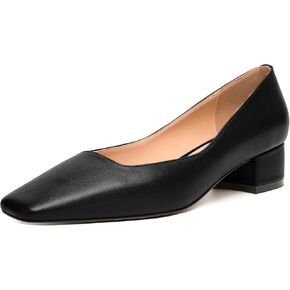 JUSTDANNI Womens Slip On Dress Stylish Wedding Square Toe Matte Block Low Heel Pumps Shoes 1.5 Inch
