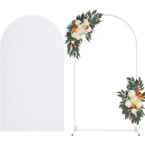 Arch Backdrop Stand with Spandex Arch Cover, 7.3 FT Wedding Balloon Arched Backdrop Stand Square Arch Frame for Birthday Party Bridal Baby Shower Background Ceremony Decoration