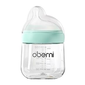 PP Baby Bottles, Anti Colic Breastfeeding Bottles with Natural Response Nipples, Wide Neck Slow Flow Baby Bottle for Babies, Newborn,0-6 Months, BPA Free-Off-Centered Nipple (5 Ounce, Blue, PP)