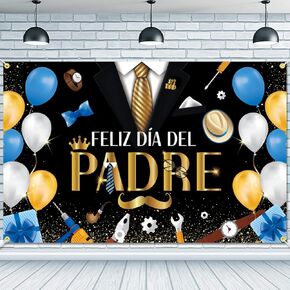 Feliz Día Del Padre Backdrop Banner 71 x 43 Inch Large Size Spanish Background Banner for Fathers Day Best Dad Ever Thanks Dad Party Decorations Supplies Feliz Día De Papá Photo Booth Props