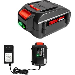 32V 3.5Ah Worx Battery and Charger Replacement for Worx WA3537 WA3740 Lithium-ion Batteries, Compatible with Worx 32V Tools WG175.1 WG275 WG575.1 WG924.4