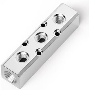TAILONZ PNEUMATIC Silver 3 Way Pneumatic Shunt Aluminum Block Pneumatic Manifold Air Distribution Block Air path exhaust air source distributor,Compressed Air Manifold Pneumatic Block,Gas divider