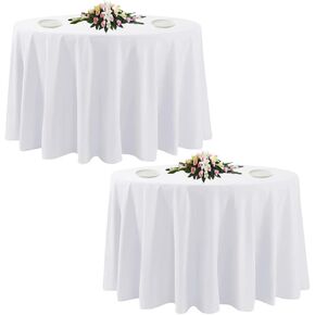 10 Pack White Round Tablecloths, 120 Inch Stain Resistant and Wrinkle Polyester Fabric Washable Table Clothes Cover for Kitchen Dining, Wedding, Reception Banquet, Birthday Party, Buffet Restaurant