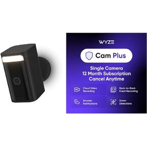 WYZE Battery Cam Black Cam Plus Yearly, Covers 1 Camera, Auto-Renews at $19.99/Year, Activation Required