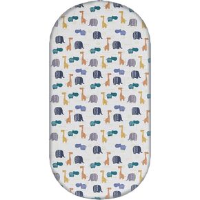 Waterproof Bassinet Mattress Sheets, Universal Fit for Baby Bassinets Oval Rectangle Pad/Mattress, 100% Cotton (with Hippos)