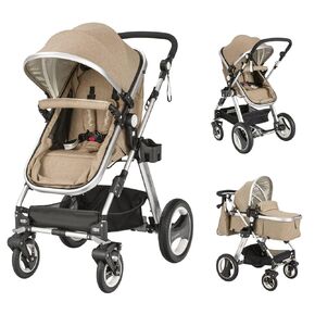 HONEY JOY Baby Stroller for Newborn, 2 in 1 High Landscape Infant Stroller & Convertible Bassinet Pram, Adjustable Backrest & Canopy, Cup Holder, Storage Basket, Foldable Pushchair w/Foot Cover (Blue)