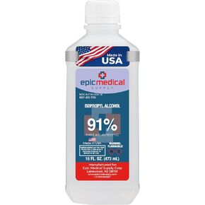 Isopropyl Alcohol 91%, 16 oz. Bottle, Multipurpose First Aid Antiseptic (2)