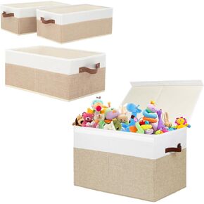 Large Toy Storage Box with Lid 26"x17" x17", Closet Organizer Bins 3 Pack, Large Storage Baskets