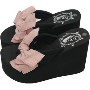 Mamilove Womens Chunky High Platform Wedge Flip-flops Sandals 9 Pink