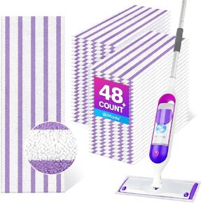 48 Pack Reusable & Disposable Mop Pads Compatible with Swiffer Powermop, Washable Microfiber Pad Replacements for 13 ''-14.5 '' Mops - Swiffer Power Mop Refills for Most Floor Types