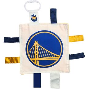 The Learning Lovey Golden State Warriors Baby 8x8" Tag Toy - NBA Basketball - Baby Sensory Crinkle Toys - Soft & Safe - Ideal Baby Stroller Toy - BPA Free w/Stroller Clip (8" x 8" Tag Toy)