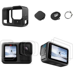 Accessories Compatible with GoPro Hero 13 Black,Silicone Case for GoPro Hero 13 Black & Lens Protector & Front Protector & Screen Protector (Black)