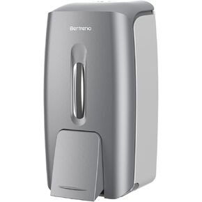 Soap Dispenser Wall Mount Manual Pump Hand Soap Dispenser 800ml Gel Liquid Commercial Soap Dispenser Wall Mounted Hand Sanitizer Dispenser Self Adhesive for Home Bathroom (Silver)