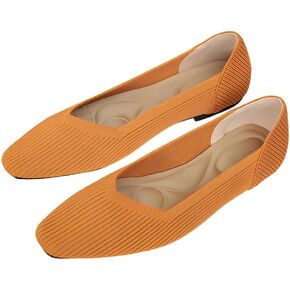YING LAN Womens Knit Ballet Flats Shoes,Ladies Comfortable Dress Shoes Casual Slip On Soft Ballerina Walking Flats Shoes