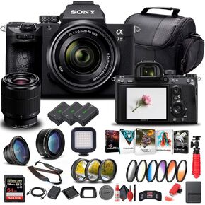 Sony Alpha a7 III Mirrorless Digital Camera with 28-70mm Lens + 64GB Memory Card + 2 x NP-FZ-100 + Photo Software + Case + External Charger + Card Reader + More (Renewed)