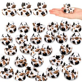 Poen 12 Pcs Cow Ducks Mini Cow Rubber Duck Bulk Baby Bath Toy Cowboy Theme Baby Shower Birthday Bathtub Party Favors Swimming Pool Party Decorations