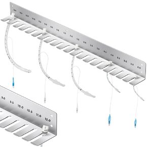 Zonon Endotracheal Tube 304 Stainless Steel Rack 26.4 Inch 2.0-12 Endotracheal Tube Holders Wall Hanging Frame Intubation Hanger for Veterinary Equipment Endotracheal Tubes Supplies