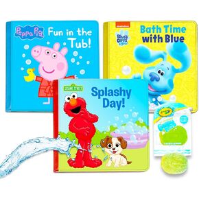 Baby Ultimate Bubble Bath Book Set for Toddler Kids - Bundle with 3 Bathbooks with Sesame Street, Blue's Clues, Peppa Pig, and More | Sesame Street Elmo Storybooks