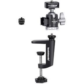 Koolehaoda C Clamp Camera Mount Tripod Clamp with Mini Ball Head Desk Clamps（1/4 Thread Hole） C Clamp Mount with 1/4" Hot Shoe Compatible for Camera Woodworking Desktop