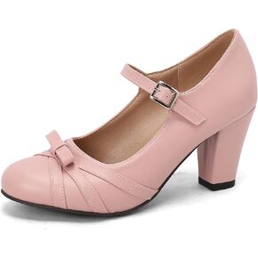 Womens Chic Bow Mary Jane Shoes Round Toe Chunky High Heels Kawaii Lolita Shoes Platform Pumps