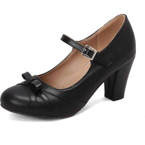 Womens Chic Bow Mary Jane Shoes Round Toe Chunky High Heels Kawaii Lolita Shoes Platform Pumps in Saudi Arabia