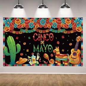 Cinco de Mayo Backdrop for Photography Mexican Banner Fiesta Party Form