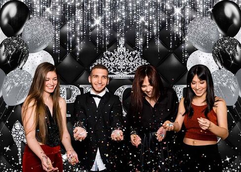 Mocsicka Prom Send Off 2025 Backdrop Gold Crown Graduation Prom Night Party Decorations Banner Graduate Photography Background Supplies (Gold, 7x5ft(82''x60'')) in Kuwait