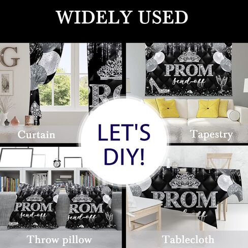 Mocsicka Prom Send Off 2025 Backdrop Gold Crown Graduation Prom Night Party Decorations Banner Graduate Photography Background Supplies (Gold, 7x5ft(82''x60'')) in Kuwait