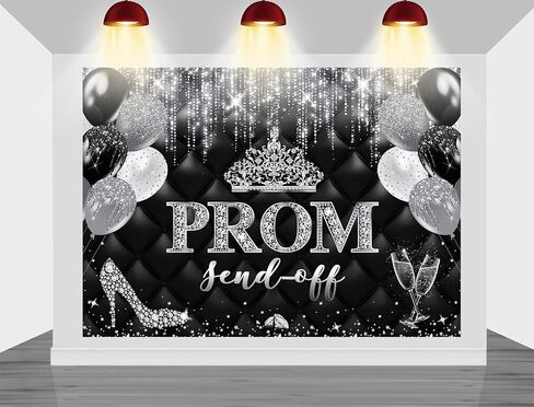 Mocsicka Prom Send Off 2025 Backdrop Gold Crown Graduation Prom Night Party Decorations Banner Graduate Photography Background Supplies (Gold, 7x5ft(82''x60'')) in Kuwait