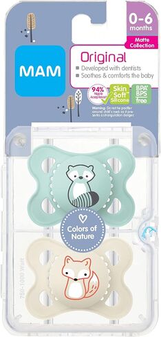 MAM Easy Start Anti Colic Baby Bottle 3 Pack, MAM Original Matte Baby Pacifier 2 Pack for Boy, 0-6 Months in Saudi Arabia