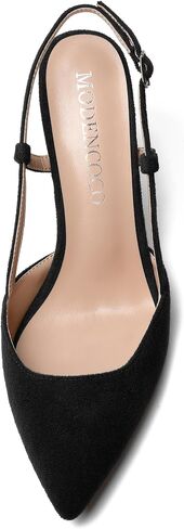Modencoco Womens Slingback Evening Sexy Toe Toe Soede Block Bochle Block High Heel Pumps Shoes 3.3 Inch in Saudi Arabia