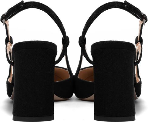 Modencoco Womens Slingback Evening Sexy Toe Toe Soede Block Bochle Block High Heel Pumps Shoes 3.3 Inch in Saudi Arabia