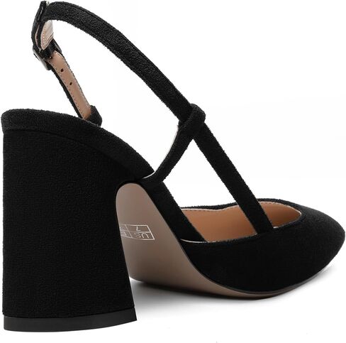 Modencoco Womens Slingback Evening Sexy Toe Toe Soede Block Bochle Block High Heel Pumps Shoes 3.3 Inch in Saudi Arabia
