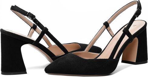 Modencoco Womens Slingback Evening Sexy Toe Toe Soede Block Bochle Block High Heel Pumps Shoes 3.3 Inch in Saudi Arabia