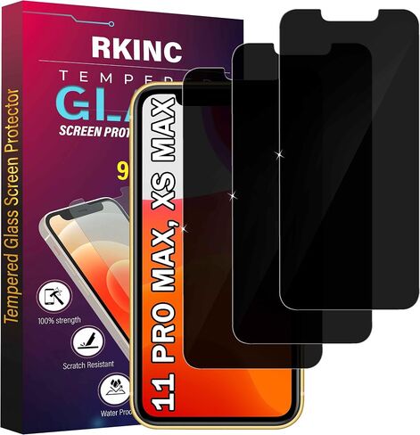واقي شاشة RKINC [4 عبوات] لهاتف iPhone 11 Pro Max/iPhone XS Max 6.5 بوصة، واقي شاشة من الزجاج المقسى، 0.33 مم [ضمان مدى الحياة] [مضاد للخدش] [مضاد للكسر] [خالٍ من الفقاعات] in Saudi Arabia