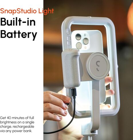 ShiftCam SnapStudio Light - Magnetic LED Ring Light with Adjustable Brightness, AdjustableTemperature, USB-C Charging, MagSafe Compatibility - Ideal for Vlogging and Mobile Photography (Stone) in Saudi Arabia