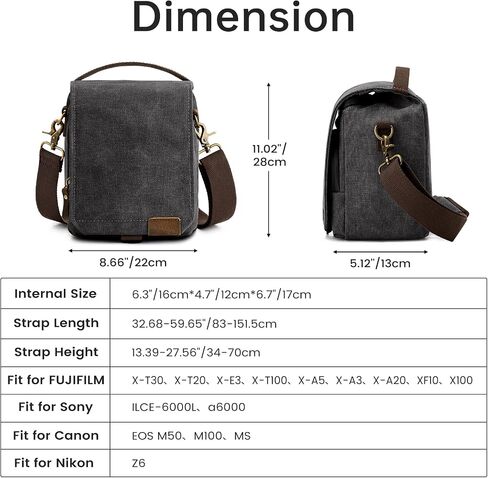 كيس كاميرا S-Zone صغير DSLR SLR المرآة قماشية مقاومة للماء Crossbod in Kuwait