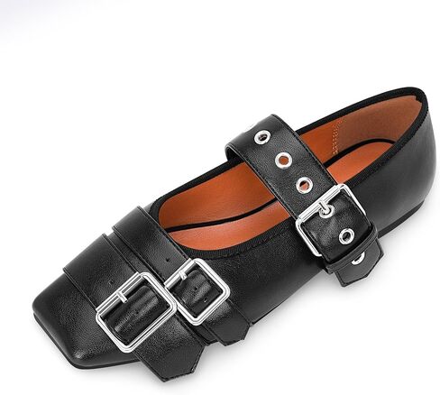 Women's Square Toe Ballet Flats with Buckle Straps Comfortable Mary Jane Shoes in Saudi Arabia
