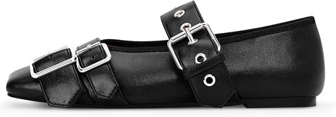 Women's Square Toe Ballet Flats with Buckle Straps Comfortable Mary Jane Shoes in Saudi Arabia